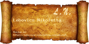 Lebovics Nikoletta névjegykártya